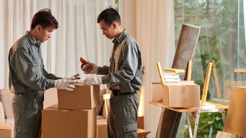 Rajdhani Movers dismantling furniture efficiently.